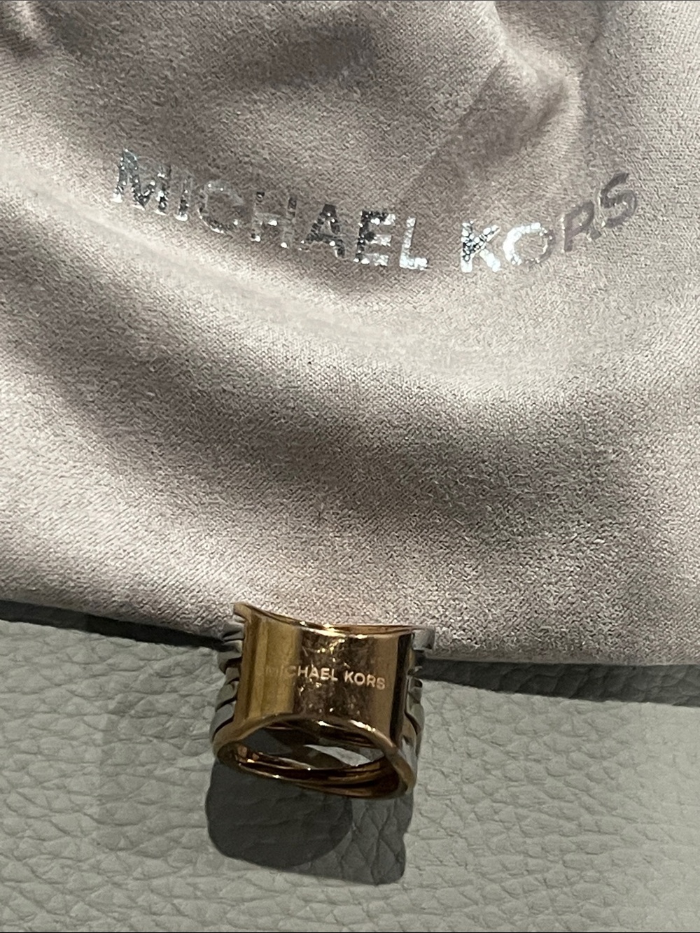 Michael Kors Tri-Tone Intertwined Band Ring - Silver, Gold & Rose Gold - Picture 4 of 5